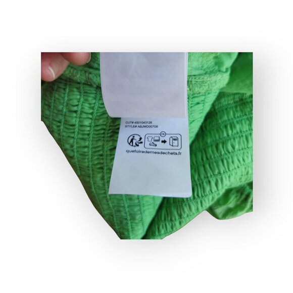 Billabong Green Cotton Boho Puff Sleeve Mini Dress M NWOT - Picture 11 of 12